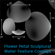 h2oarts concept- articulated flower petal scupture water feature